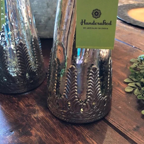 2 mercury glass candle holders NWT - Picture 2 of 6